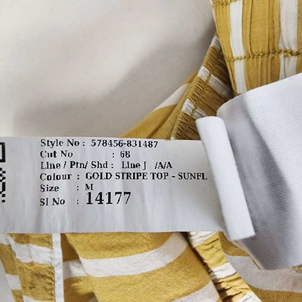 Old Navy Womens Shorts Medium Gold Stripe Cotton Woven Pajama Lounge Pull On - Picture 9 of 9